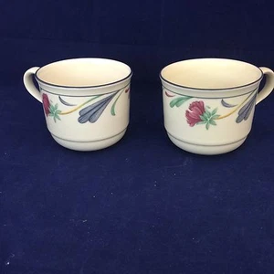 LENOX CHINASTONE POPPIES ON BLUE COFFEE CUPS - SET OF 2 EXCELLENT CONDITION - Picture 1 of 2