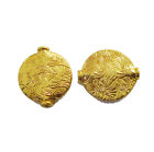 5 Pcs 17X15X3mm Textured Coin Bead bead 18k Gold Plated Jewelry