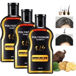3 X Natural Grey Hair Reverse Polygonum Essence Shampoo Hair Darkening 200ML - Picture 1 of 16