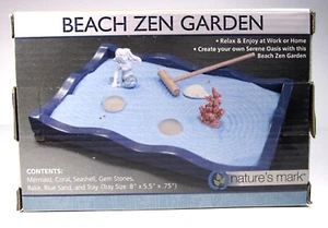 Nature's Mark Mini Zen Garden Kit for Desk w Rake Blue Sand Miniature Mermaid - Picture 1 of 6