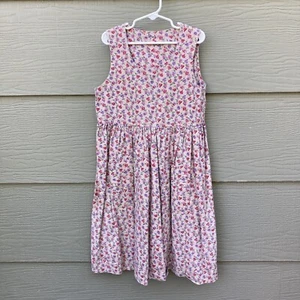 Girls Dress Floral Sz 10 12 L Sleeveless Sundress Pockets Pullover Handmade - Picture 1 of 4