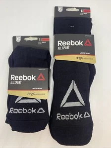Lot of 2 Black Soccer Socks Youth XS Shoe 9-1 (2 Pairs) Reebok All Sport Boys - Picture 1 of 4