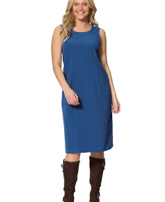 Womens Woman Within Corduroy Jumper Dress Royal Navy Plus 100% Cotton Sleeveless - Image 1 of 4