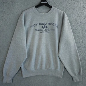 Vintage MV Sport Pro Weave Sweatshirt Mens S Gray Pictured Rocks Lakeshore MI - Picture 1 of 14