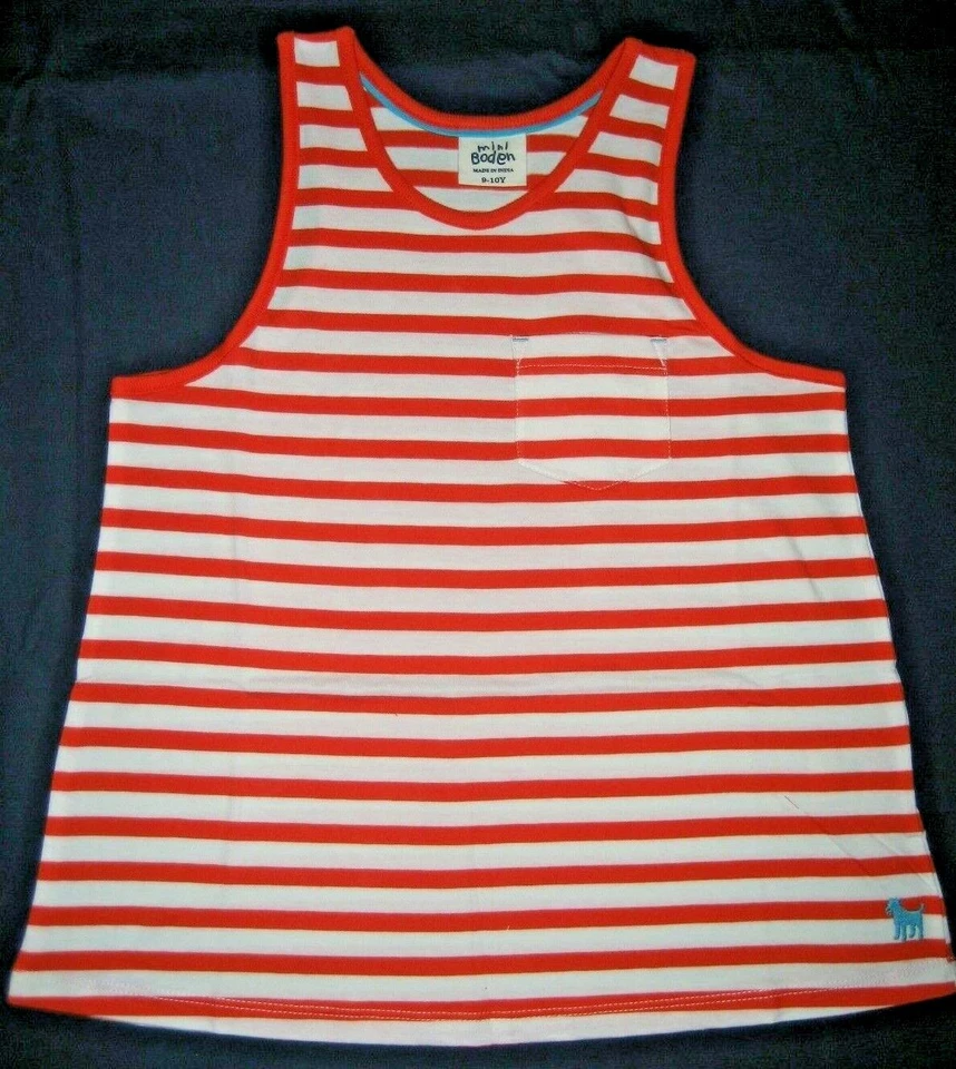 BODEN Orange and White Stripe Tank NIP Girls 9/10y - Image 1 of 1