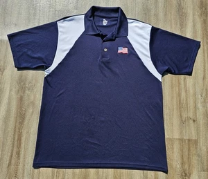 Polo Soffee uomo taglia large blu navy manica corta bandiera made in USA - Foto 1 di 8