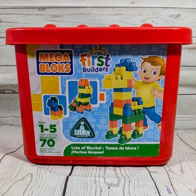 Mega Blocks Tub Early Learning Centre With Train And Carriages Over 200 Blocks - Image 1 of 4