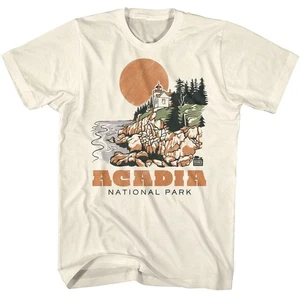 National Parks Acadia Drawn Lighthouse Natural Brands Shirt - Picture 1 of 3