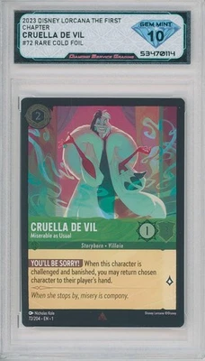 Lorcana The First Chapter CRUELLA DE VIL #72/204 Foil💎DSG 10 Gem Mint - Image 1 of 2