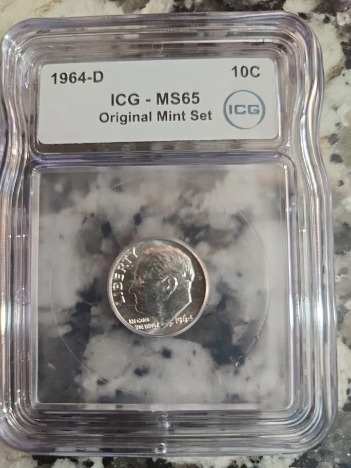 1964 D ICG MS65 10c Original Mint State 90% Silver  Roosevelt Dime - Image 1 of 2
