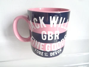 Jack Wills rosa und dunkelblau gestreift Keramik Sammlerstück Kaffeebecher Teetasse - Bild 1 von 5