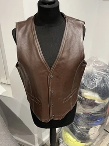 London Leather Brown waistcoat Sizes S Chest 38 - Picture 1 of 5