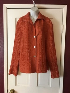 Dress barn Women’s Tops Size Large Wrinkle Burnt Orange Long Sleeves Button  - Picture 1 of 5