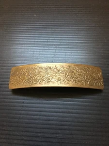 Vintage 1930s French elegant Brass Carved Floral Hair Clip Barrette 4"L x 1"W - Picture 1 of 5