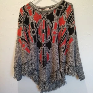 Mantón Mossimo Boho Flecos Suave Ligero Talla Pequeña Mediana Gris Negro Rojo Puños - Imagen 1 de 10