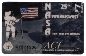 $7. NASA Moon Landing 25th Anniversary 'A Giant Leap For Mankind' Phone Card - Picture 1 of 1