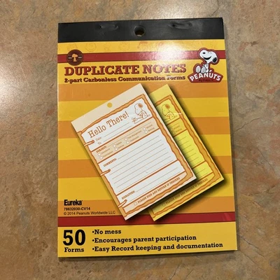 Back To School Eureka Peanuts  Snoopy Duplicate Notes 4" x 6"  50 Forms/Pad - Image 1 of 4