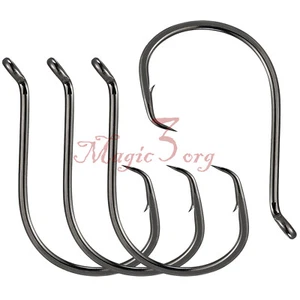 50/100pcs Strong Circle Hooks Offset Turned Up Eye Sea Fishing 1/0 2/0 3/0 4/0 - Picture 1 of 10