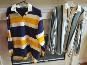 2 Maglie Rugby Vintage Polo Ralph Lauren XL Righe Anni 90 Colorblock Manica Lunga Retrò - Foto 1 di 10
