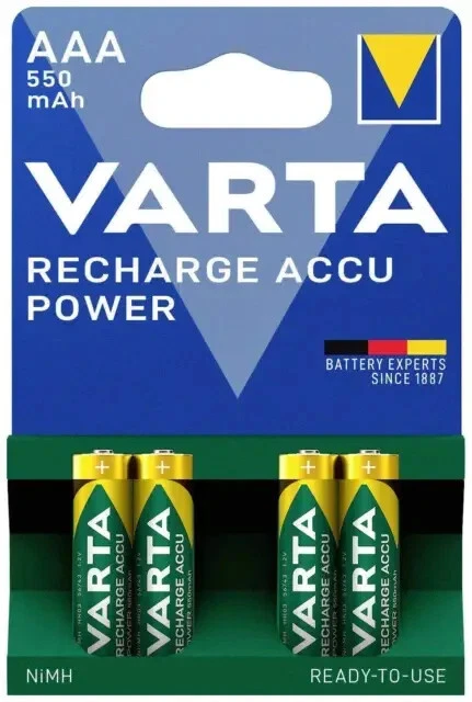 4 batterie ministilo AAA ricaricabili VARTA 550 mAh - per cordless, telecomandi