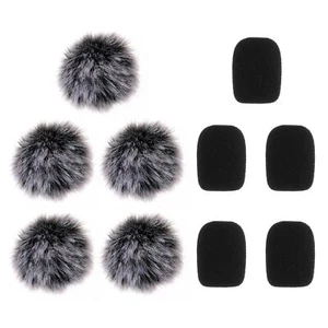 Microphone Cover Furry Windscreen & Foam Cover Set for Lavalier Lapel Mic - Picture 1 of 7