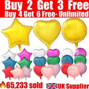 18 inch Big Star Heart Round Foil Balloons Helium Balloon Party Birthday Wedding - Picture 1 of 9