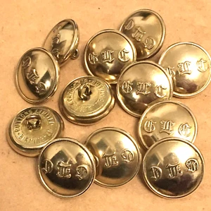 12xVINTAGE BRASS SHANK BACK-BIRMINGHAM BUTTONS LTD-INITIALED FRONT-V.G.C. UNUSED - Picture 1 of 5