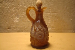 Vintage Imperial Glass Slag Glass Brown & Carmel Cruet Bottle with Top - Picture 1 of 13