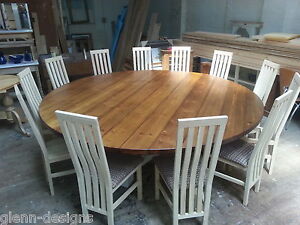 8,10,12, 14 seater Large Round Hoop Base Dining Table, Bespoke Chunky 44mm Top 