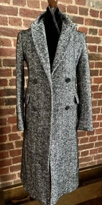 Comptoir Des Cotonniers Black/White Herringbone coat New UK6-8 FR34 - Picture 1 of 12