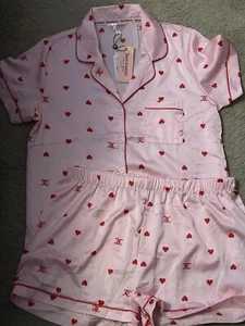 Juego de Pijama Satinado Juicy Couture Logo Corazones ROJO/ROSA Talla M ¡NUEVO! San Valentín ❤️ - Imagen 1 de 3