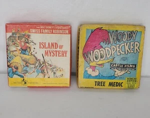 Vtg Disney Castle Films 8mm Movies Island Of Mystery Woody Woodpecker Set Of 2 - Picture 1 of 7