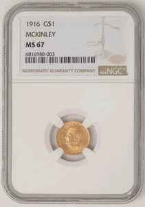 1916 $ McKinley dollaro d'oro MS67 NGC 946699-1 - Foto 1 di 4