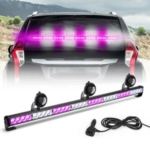 35" 32LED Funeral Escort Strobe Light Bar Emergency Traffic Advisor Purple White - Picture 1 of 11