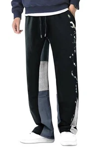 Baggy Sweatpants Men for Gym Black Open Bottom Hip Hop Streetwear Sweat Pants... - Picture 1 of 7