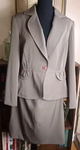 Vintage Who's Tracy By Tracy Evans 2pc Skirt Suit Olive Green, Women's 14 - Picture 1 of 17