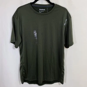 Men’s Reebok Performance T Shirt Size Large Army Green Black Striped Speedwick - Picture 1 of 11