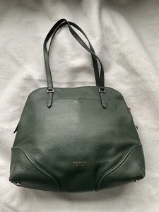 KATE SPADE HANDBAG Dark Green Leather W/lock Charm - Picture 1 of 10