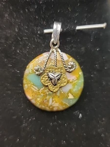 Copper Citrine Gemstone .925 Sterling Silver Pendant - Picture 1 of 7