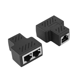 2x 3.5MM Male 3‑channel Network RJ45 8‑core Jack Splitter Adapter POE Networ NEW - Afbeelding 1 van 7