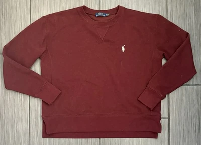 Polo Ralph Lauren Mujer’s Borgoña Crew Beck Sudadera Talla Pequeña Blanco Poni Foto 1 de 4