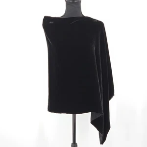 Eileen Fisher Poncho Top Womens Size OS Black Velvet Old Money Witchy Whimsigoth - Picture 1 of 9