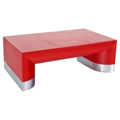 Mesa de centro moderna de mediados de siglo de tela rectangular grande de hierba en rojo fuego ¡COMO NUEVA! Foto 1 de 4
