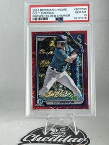 Colt Emerson 2024 Bowman Chrome Red Shimmer Mariners /10 PSA 10 - Bild 1 von 3
