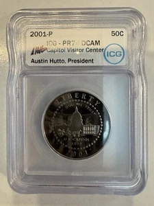 2001-P Capitol Visitors Center PR70 DCAM ICG Austin Hutto Signed - Picture 1 of 2