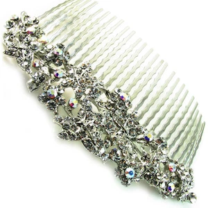 EE. UU. Peine de Cabello Vintage Cristal Hecho a Mano Boda Baile de graduación Flor Pin Plata 05 - Imagen 1 de 7