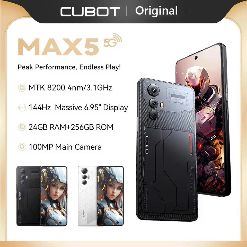 CUBOT MAX 5 5G Smartphone Dimensity 8200 12GB+256GB 5100mAh 6.95'' 144Hz 100MP - Image 1 of 4