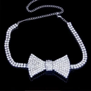 Sexy Kristall Strass Fliege Halskette Halskette Halskette Schmuck für Frauen Mode Charm - Bild 1 von 26