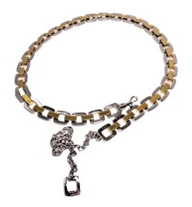 St. John 2Face Geometric Signature Gold Swag Chain Belt, sz Small Adjustable Fit - Picture 1 of 12