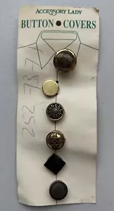 ACCESSORY LADY 6 SNAP-ON BUTTON COVERS Set Multi TONE Pattern Vintage 80s 1980s - Picture 1 of 7
